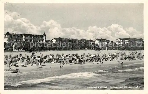 Ahlbeck Ostseebad Strand mit Duenenstrasse Kat. Heringsdorf Insel Usedom