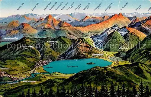 Schliersee Panorama Alpen aus der Vogelperspektive Kat. Schliersee