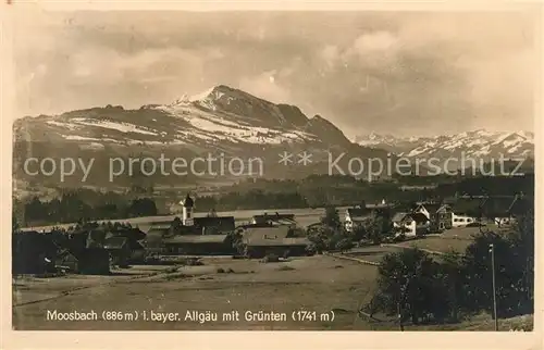 Moosbach Kempten Panorama mit Blick zum Gruenten Allgaeuer Alpen Kat. Sulzberg