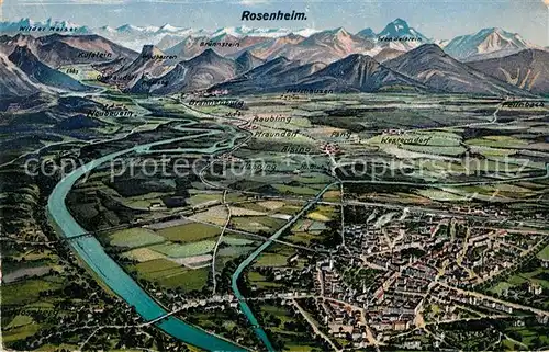 Rosenheim Bayern und Umgebung Alpenpanorama aus der Vogelperspektive Kat. Rosenheim