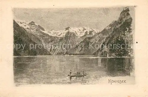 Koenigsee Berchtesgaden Original Radierung Kuenstlerkarte