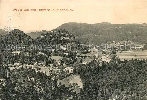 Oybin Landschaftspanorama Zittauer Gebirge von der Ludwigshoehe gesehen Kat. Kurort Oybin