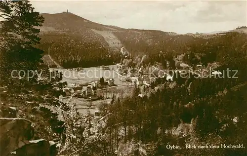 Oybin Landschaftspanorama Blick nach dem Hochwald Zittauer Gebirge Kat. Kurort Oybin