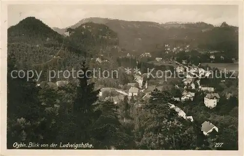 Oybin Landschaftspanorama Blick von der Ludwigshoehe Zittauer Gebirge Kat. Kurort Oybin