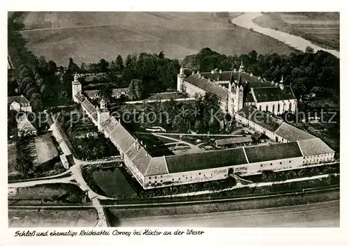 AK / Ansichtskarte Corvey Fliegeraufnahme Schloss Reichsabtei Kat. Hoexter
