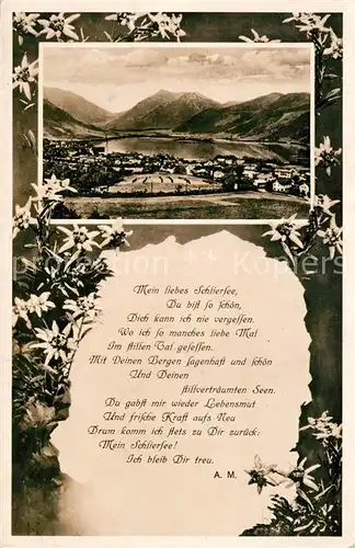 AK / Ansichtskarte Schliersee Panorama Alpen Gedicht Edelweiss Kat. Schliersee