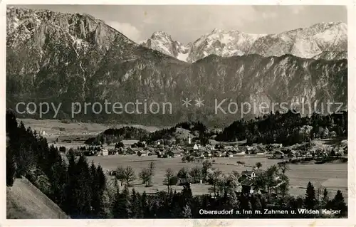 AK / Ansichtskarte Oberaudorf Landschaftspanorama mit Zahmen und Wilden Kaiser Kaisergebirge Kat. Oberaudorf