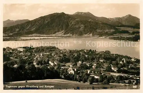AK / Ansichtskarte Tegernsee Panorama Blick gegen Hirschberg und Kampen Mangfallgebirge Kat. Tegernsee