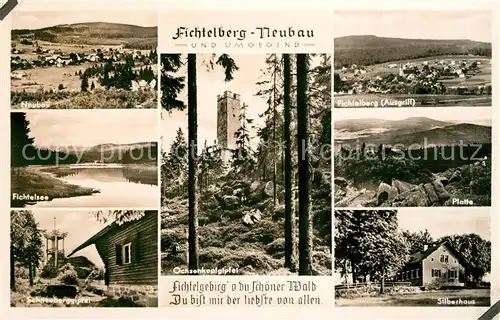 AK / Ansichtskarte Neubau Fichtelberg und Umgebung Fichtelsee Landschaftspanorama Schneeberggipfel Berghaus Ochsenkopfgipfel Aussichtsturm Kat. Fichtelberg