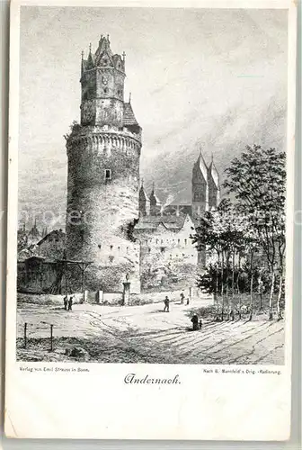 AK / Ansichtskarte Andernach Burg Dom Original Radierung Kuenstlerkarte Kat. Andernach