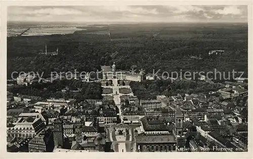 AK / Ansichtskarte Karlsruhe Baden Stadtbild mit Schloss Fliegeraufnahme