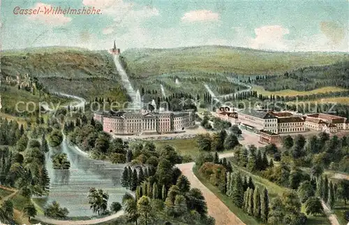 AK / Ansichtskarte Wilhelmshoehe Kassel Gesamtansicht Schloss Herkules Litho Kat. Kassel