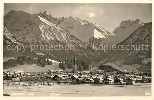 Oberstdorf Gesamtansicht mit Alpenpanorama Winterlandschaft Kat. Oberstdorf