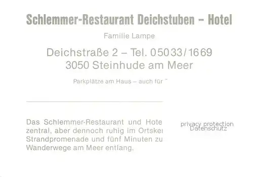 AK / Ansichtskarte Steinhude Meer Restaurant Deichstuben Hotel
