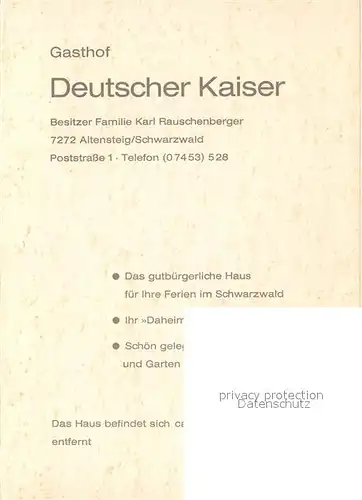 AK / Ansichtskarte Altensteig Schwarzwald Gasthaus Deutscher Kaiser