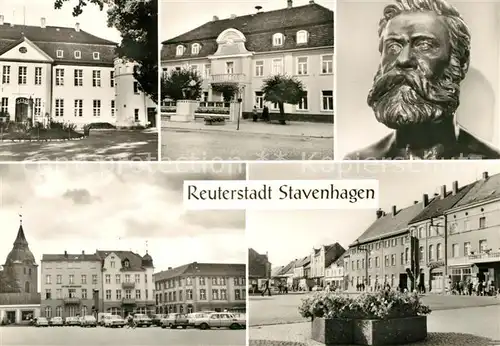 AK / Ansichtskarte Stavenhagen Reiterbuerste Markt Oberschule Kat. Stavenhagen Reuterstadt