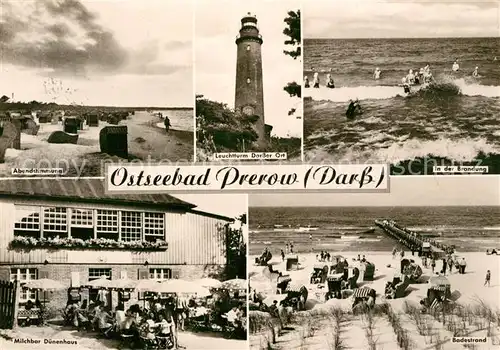 AK / Ansichtskarte Prerow Ostseebad Leuchtturm Milchbar Duenenhaus Badestrand Kat. Darss