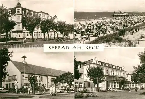 AK / Ansichtskarte Ahlbeck Ostseebad FDGB Heim Bernhard Goering Haus der Erholung Strand Seebruecke  Kat. Heringsdorf Insel Usedom