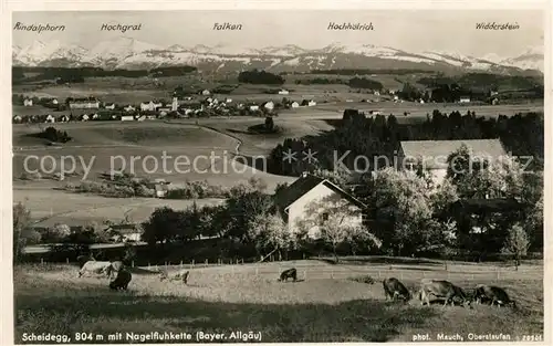 AK / Ansichtskarte Scheidegg Allgaeu Landschaftspanorama mit Nagelfluhkette Allgaeuer Alpen Kat. Scheidegg