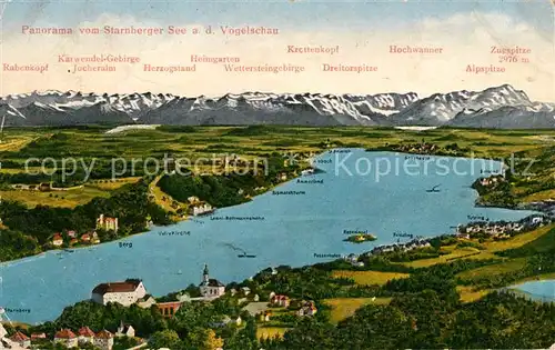 AK / Ansichtskarte Starnbergersee und Umgebung Alpenpanorama aus der Vogelschau Kat. Starnberg