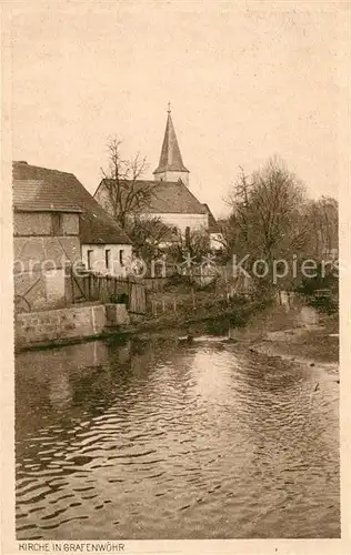 AK / Ansichtskarte Grafenwoehr Partie am Fluss Blick zur Kirche Kat. Grafenwoehr