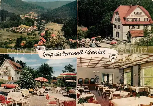 Herrenalb Loeffenau Schwarzwald Cafe Pension Waldschloesschen Gartenterrasse Speisesaal Panorama Kat. March