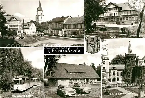 Friedrichroda Kirche Parkhotel Thueringerwaldbahn Heuberghaus Schloss Kat. Friedrichroda