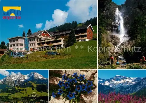 Adelboden Familienhotel Alpina Wasserfall Panorama Enzian Kat. Adelboden