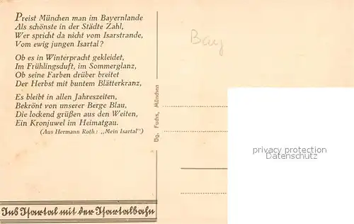 Isartal Landschaftspanorama mit Karwendelgebirge Gedicht Hermann Roth "Mein Isartal" Kat. Pullach i.Isartal