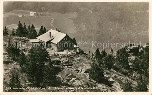 Bayerisch Eisenstein Blick vom Arbergipfel auf Arberschutzhaus und Brennessattel Bayerischer Wald Kat. Bayerisch Eisenstein