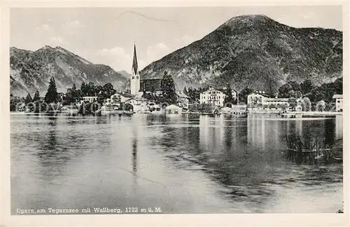 Egern Tegernsee Ansicht vom See aus mit Wallberg Mangfallgebirge Kat. Rottach Egern