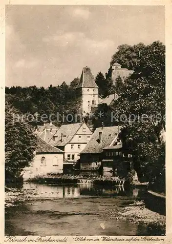 Kronach Oberfranken Blick von der Wasserstrasse auf den Storchenturm Kat. Kronach