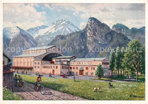 Oberammergau Passionstheater mit Kofel Alpen Kuenstlerkarte Kat. Oberammergau