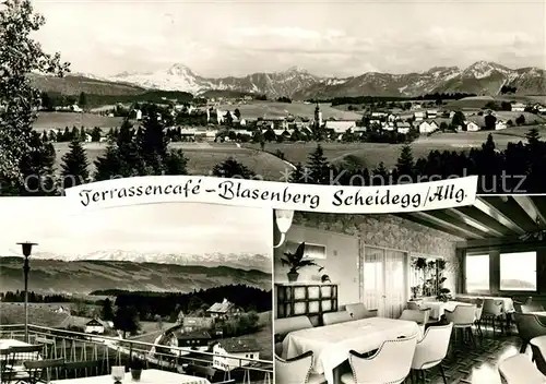 Scheidegg Allgaeu Terrassencafe Blasenberg Fuenflaenderblick Alpenpanorama Kat. Scheidegg