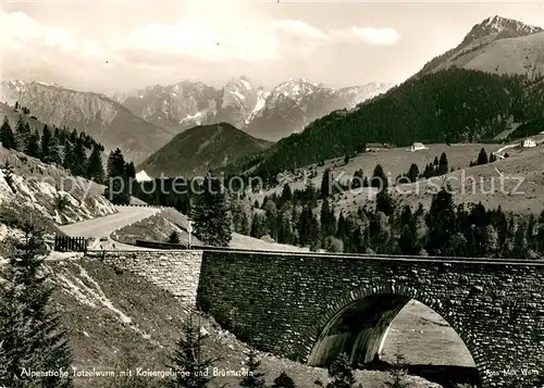 Oberaudorf Alpenstrasse Tatzelwurm mit Kaisergebirge und Bruennstein Kat. Oberaudorf