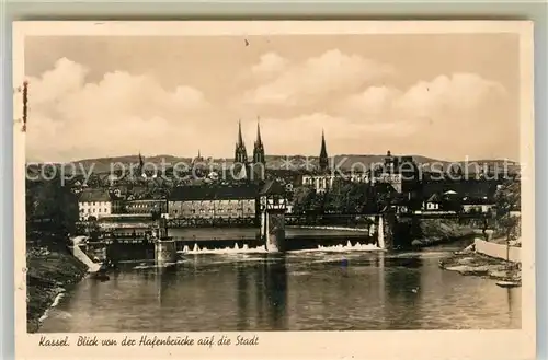 Kassel Blick von der Hafenbruecke auf die Stadt Kat. Kassel