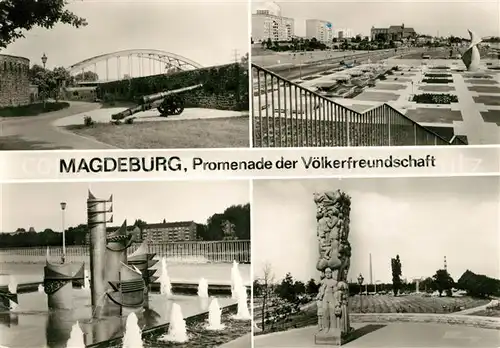 AK / Ansichtskarte Magdeburg Wallanlage Historisches Geschuetz Strombruecke Fischbrunnen Kat. Magdeburg