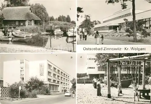 AK / Ansichtskarte Zinnowitz Ostseebad Bootshafen Achterwaser Erholungsheim Roter Oktober IG Wismut