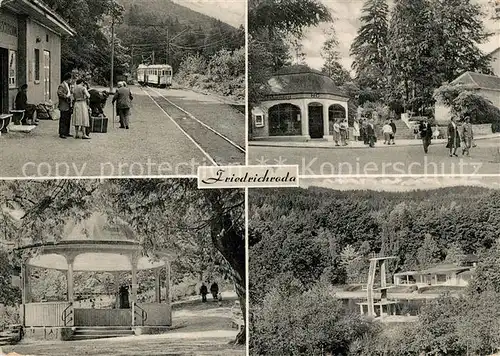 AK / Ansichtskarte Friedrichroda Wandelhalle Schwimmbad Kurpark Bahnhof Kat. Friedrichroda