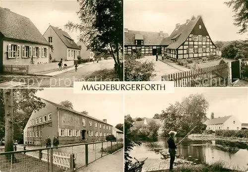 AK / Ansichtskarte Magdeburgerforth Siedlung Oberfoersterei Dorfteich Betriebsberufsschule Forstarbeiter Kat. Magdeburgerforth