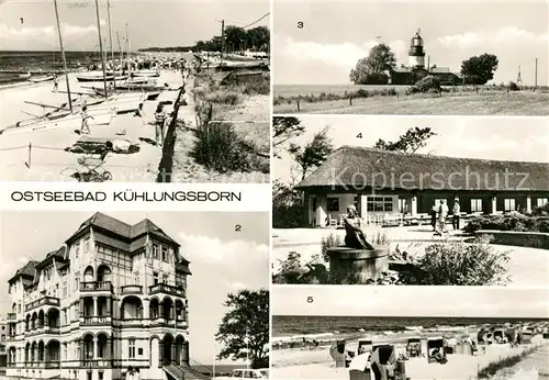 AK / Ansichtskarte Kuehlungsborn Ostseebad Strand Bootsanlegestelle FDGB Erholungsheim Leuchtturm  Kat. Kuehlungsborn