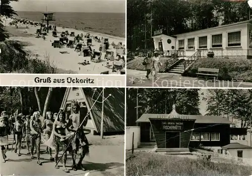 AK / Ansichtskarte ueckeritz Usedom Strand Strandklause Neptunfest Fischerhuette Kat. ueckeritz Usedom