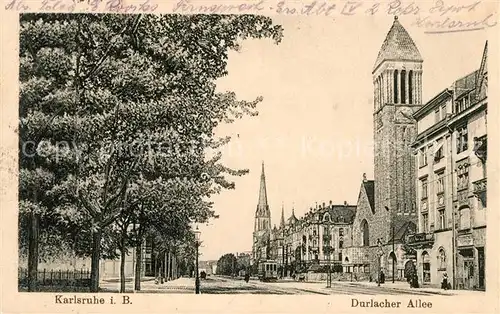 AK / Ansichtskarte Karlsruhe Baden Durlacher Allee Kirche