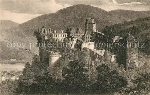 AK / Ansichtskarte Heidelberg Neckar Schloss vom Friesenweg gesehen Kuenstlerkarte Kat. Heidelberg