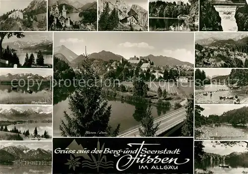 AK / Ansichtskarte Fuessen Allgaeu Tegelberghaus Schloss Neuschwanstein Saeulinghaus Lechfall Bad Faulenbach Kat. Fuessen