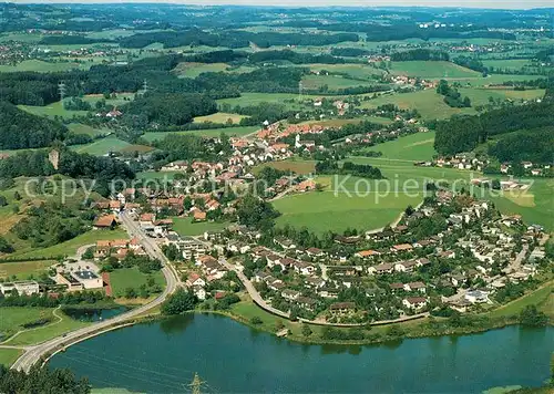 AK / Ansichtskarte Neuravensburg Fliegeraufnahme mit Neuravensburger See mit Burgruine Kat. Wangen im Allgaeu