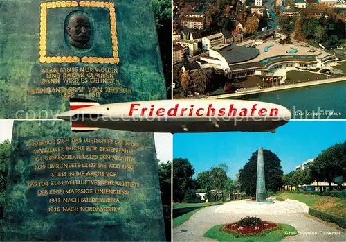 AK / Ansichtskarte Friedrichshafen Bodensee Graf Zeppelin Haus mit Denkmal Fliegeraufnahme Kat. Friedrichshafen