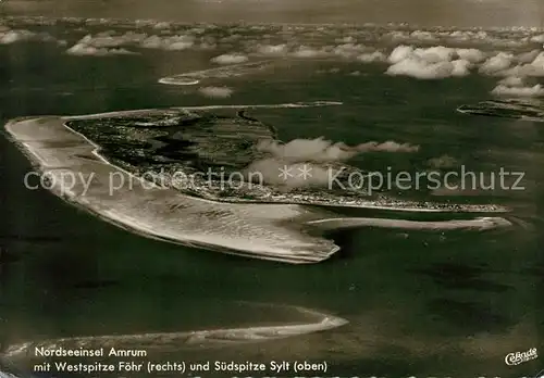 AK / Ansichtskarte Insel Amrum mit Westspitze Foehr und Suedspitze Sylt Fliegeraufnahme