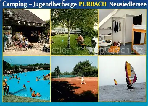 AK / Ansichtskarte Purbach Neusiedler See Camping Jugendherberge Freibad Tennisplatz Segelboote Kat. Purbach am Neusiedler See