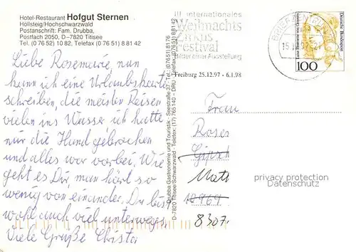 AK / Ansichtskarte Hoellsteig Hotel Hofgut Sternen Hirschsprung Oswald Kapelle Ravennamuehle Viadukt Schlucht Kat. Hinterzarten